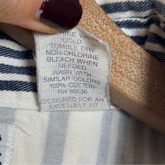 VTG Cowboy’s Only Navy and White Striped Pattern Button Down Shirt Men’s Size XL - Picture 8 of 12